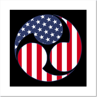 Patriotic Taiko Mitsudomoe US Flag Posters and Art